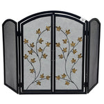 '-  Decorative Black Fireplace Screen with Gold Flowers – 81 × 130 cm -  Abouche3le