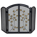 '-  Decorative Black Fireplace Screen with Gold Flowers – 81 × 130 cm -  Abouche3le