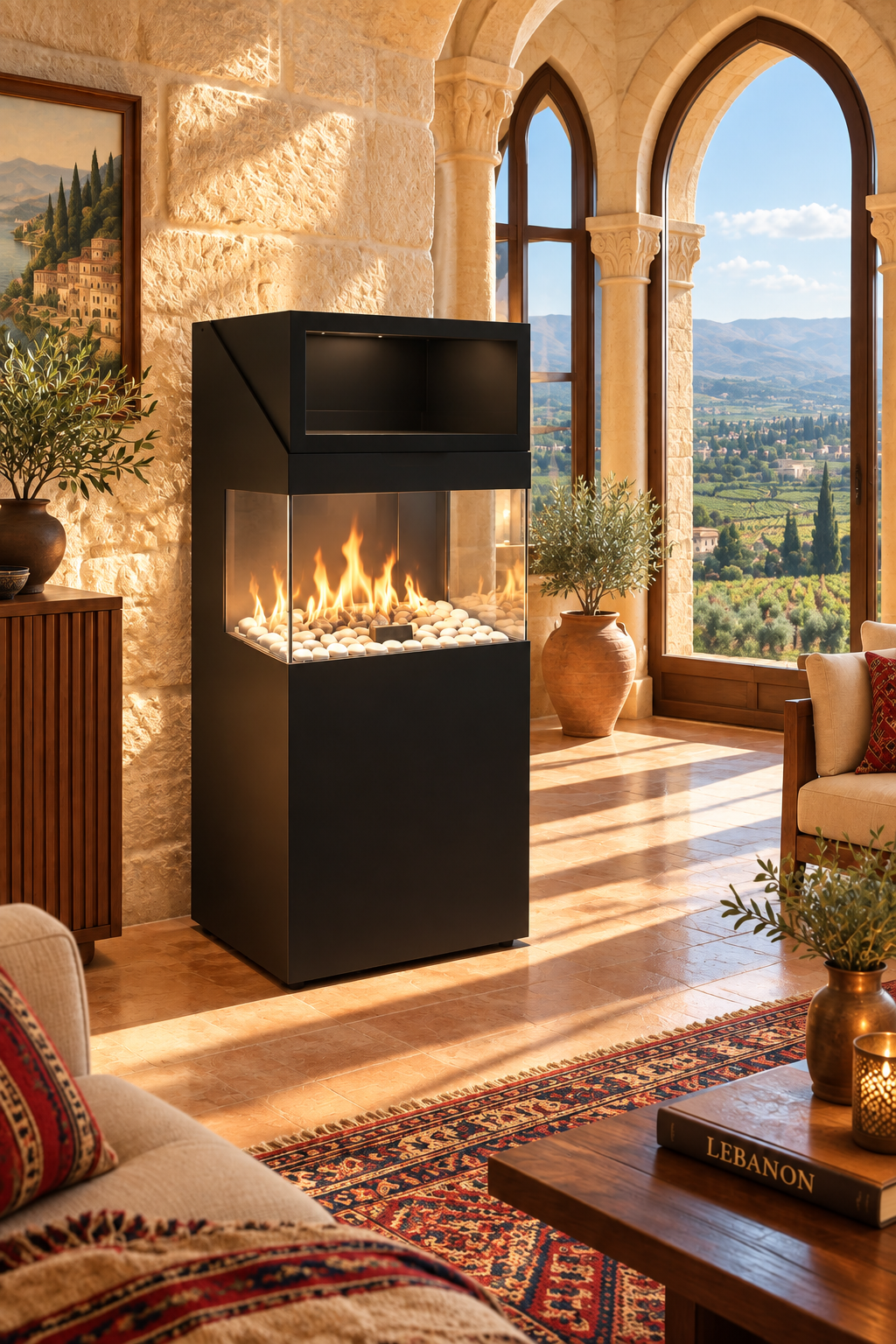 مدفأة وموقد غاز قائم بذاته QS-G 90x50 مع فرن (صمام ماكسيترول)