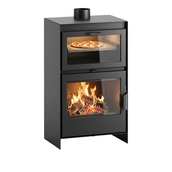QS50 Wood Stove with Stainless Steel Oven & Double Combustion – 14 kW
