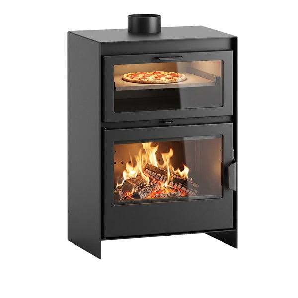 QS60 Wood Stove with Stainless Steel Oven & Double Combustion – 16 kW