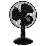 A black pedestal table fan with three blades and a protective mesh screen, shown against a plain white background. -  LEX XXL Table Fan Premium Wind Machine Ø30 cm – 3 Speeds, 45W, Oszillierend (Black) -  Abouche3le