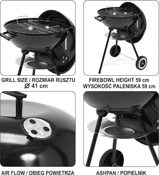 LUND CHARCOAL BBQ GRILL WITH LID 41CM #99591 | Luxury Outdoor Kitchen & Grilling | Abou Che3le Lebanon