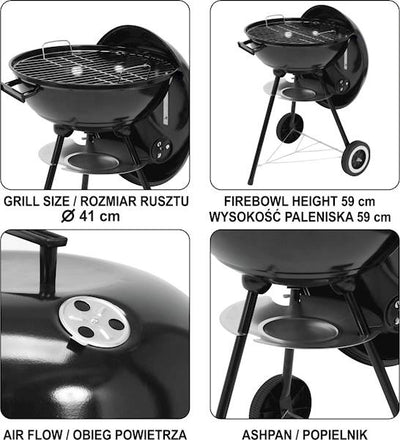 LUND CHARCOAL BBQ GRILL WITH LID 41CM #99591 | Luxury Outdoor Kitchen & Grilling | Abou Che3le Lebanon
