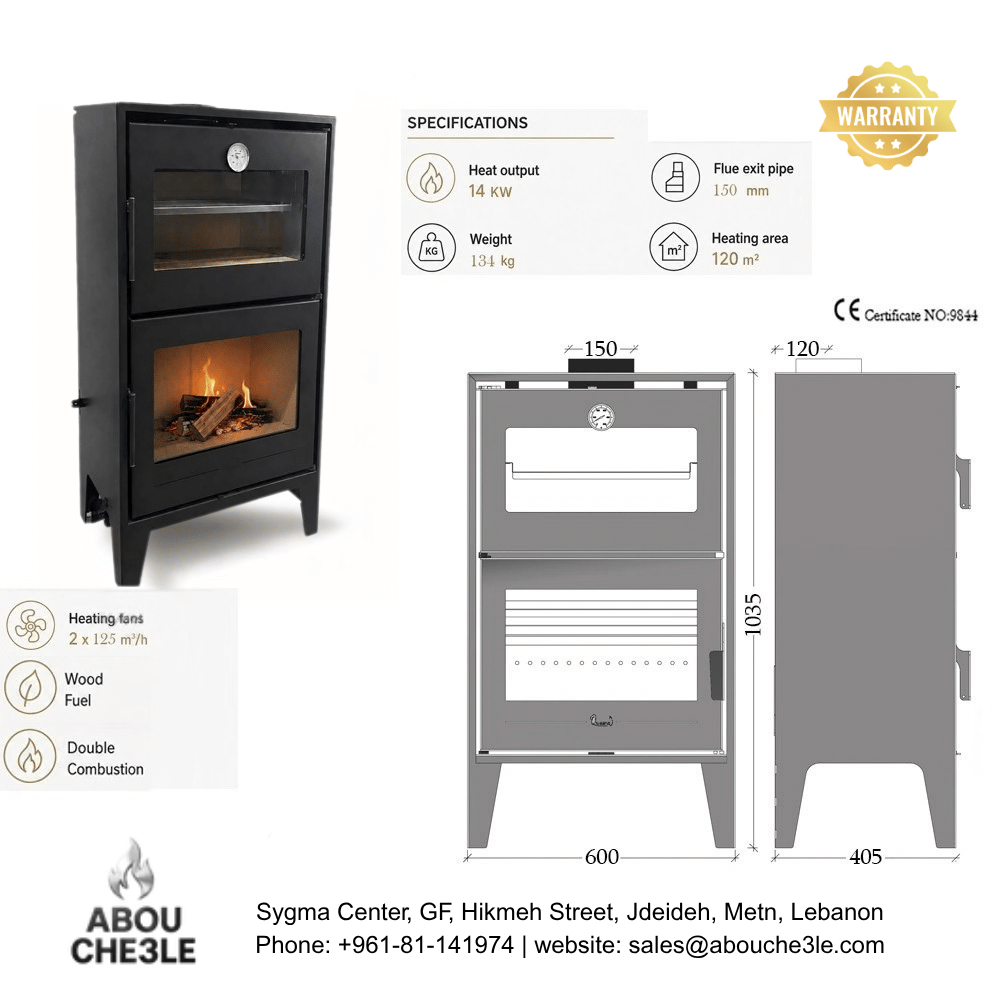 MICRO 600 TURBO Wood Stove with Oven & 2-Speed Convection Fan – 14 kW (Queena)