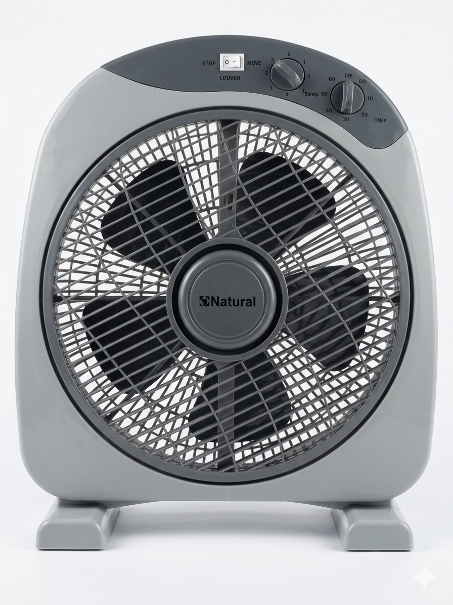 Natural Compact Box Fan with 1-Hour Timer (40W, 3 Speeds) – Model ABH-20 | Abou Che3le Lebanon