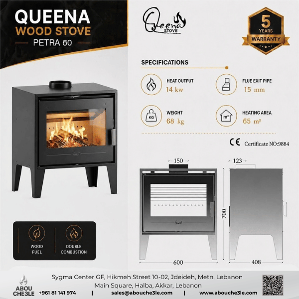 PETRA Freestanding Modern Wood Stove – 14 kW