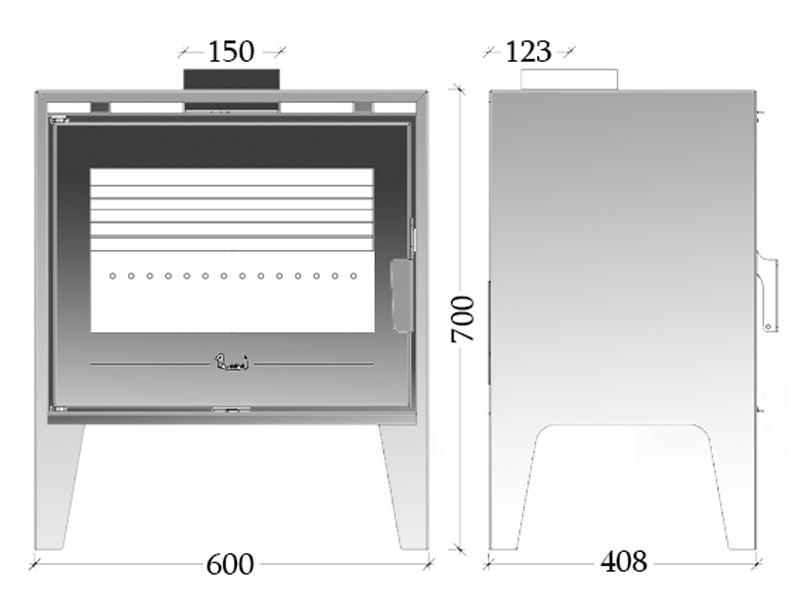 PETRA Freestanding Modern Wood Stove – 14 kW