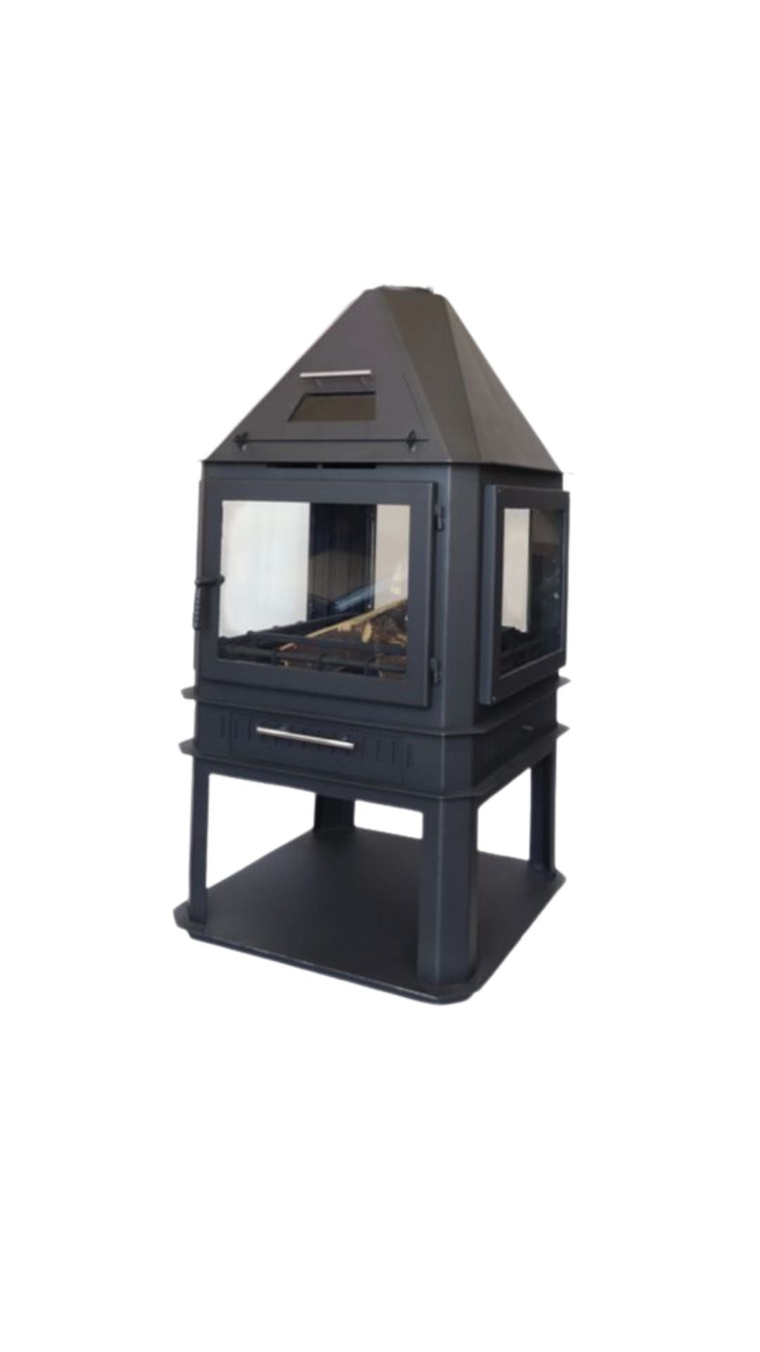 4-Sided Glass Wood Fireplace with Oven (Model 160)