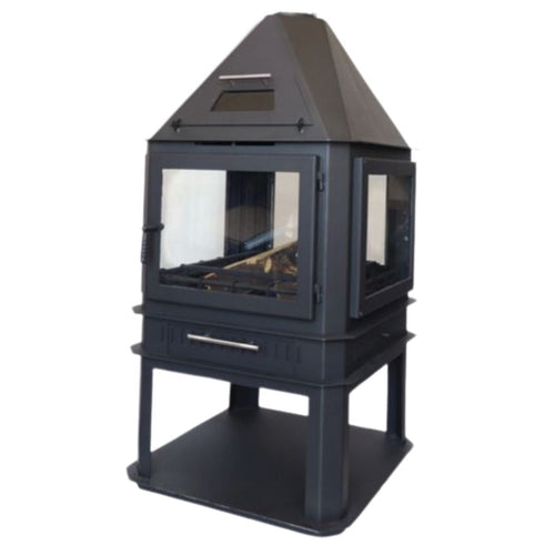 4-Sided Glass Wood Fireplace with Oven (Model 160)