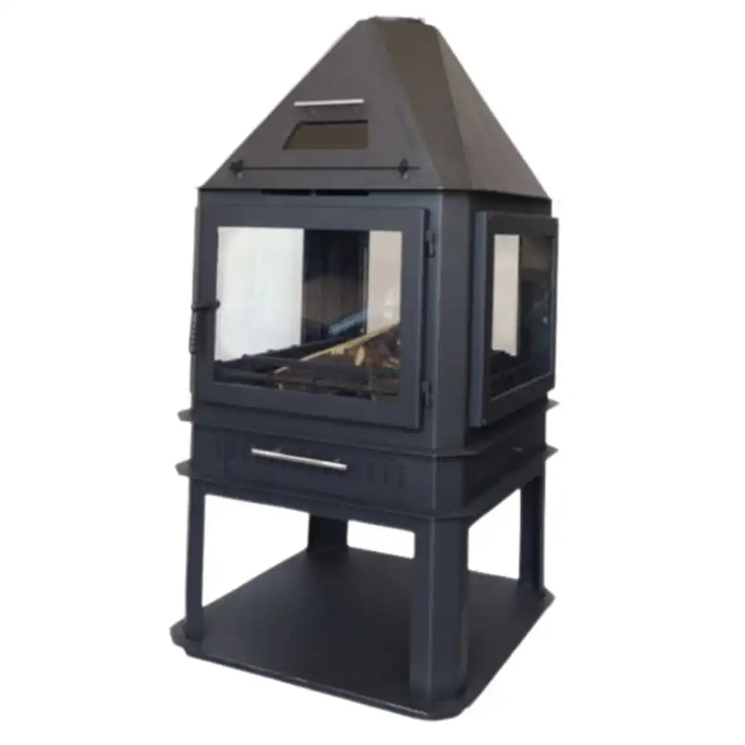 4-Sided Glass Wood Fireplace with Oven (Model 160) | Abou Che3le Lebanon