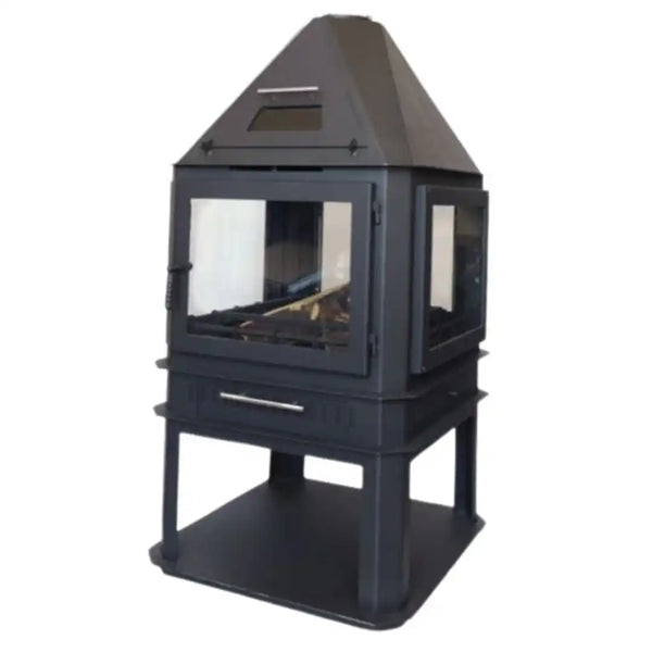 '-  4-Sided Glass Wood Fireplace with Oven (Model 160) -  Abouche3le