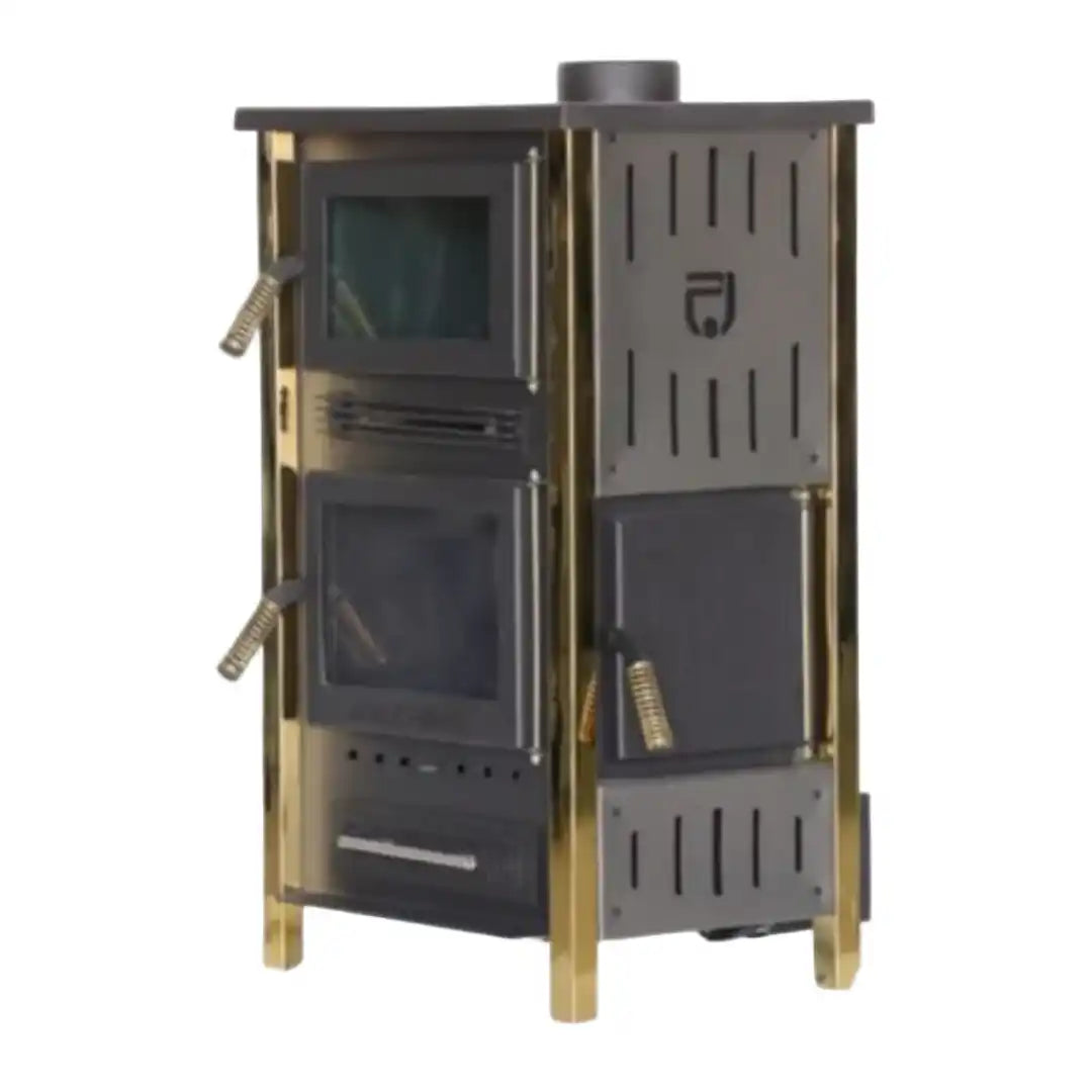 Fireplace Wood Stove – Stainless Steel Gold Edition | Premium Wood Stove & Heating | Abou Che3le Lebanon