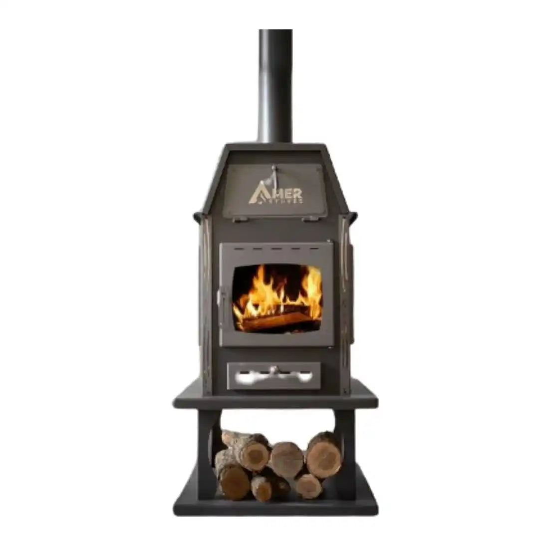 '-  Amer Stoves – 4-Glass Wood Stove (Without Base) -  Abouche3le