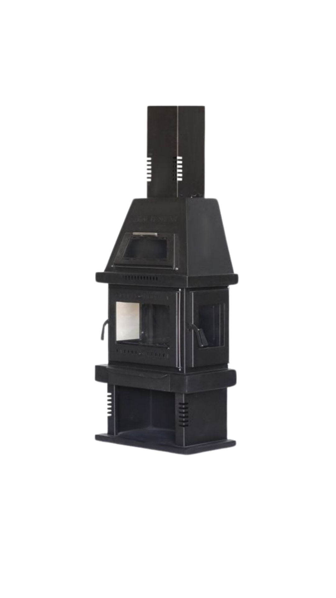 Fireplace Wood Stove – Pyramid Model with Oven and Chimney Column