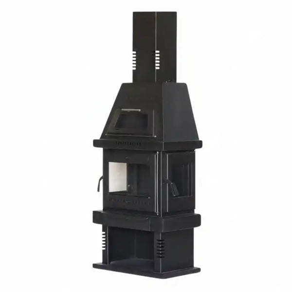 '-  Fireplace Wood Stove – Pyramid Model with Oven and Chimney Column -  Abouche3le