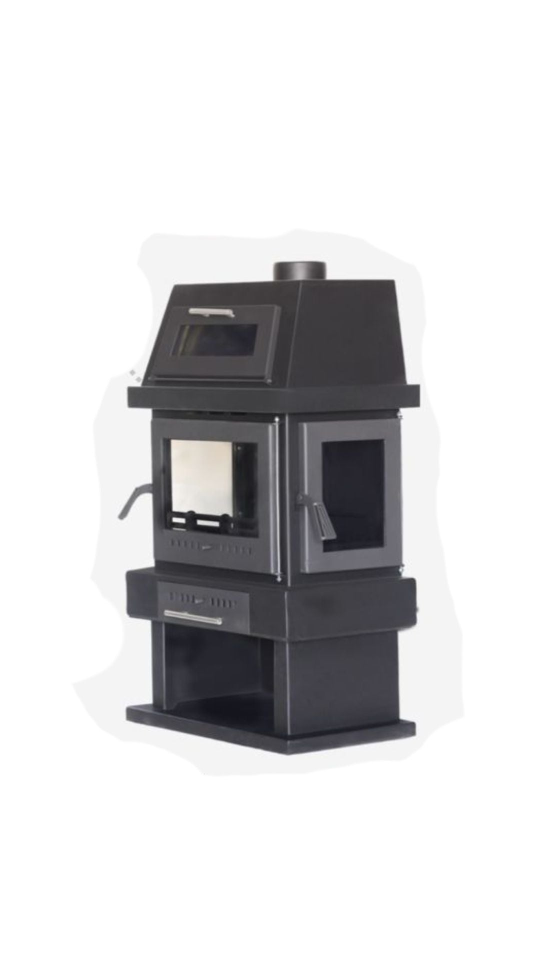 Fireplace Wood Stove – Half Pyramid with Triple Glass & Oven
