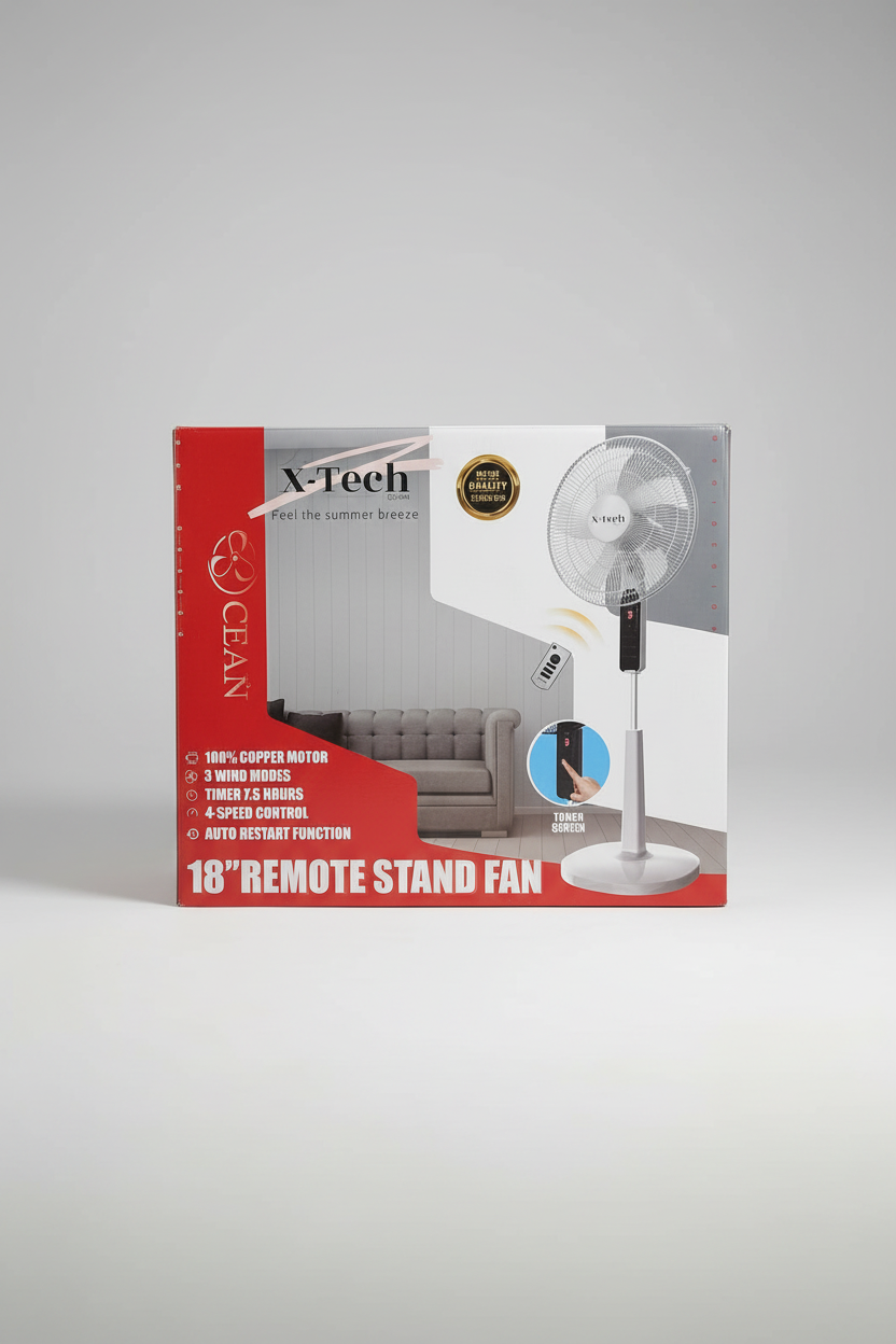 X-Tech 18" Remote Stand Fan (Model: XT-02312C)