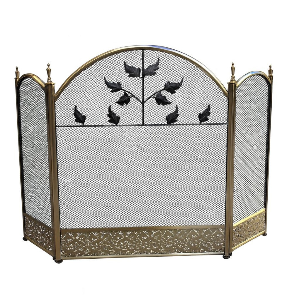 Decorative Brass Fireplace Screen – 69 × 98 cm